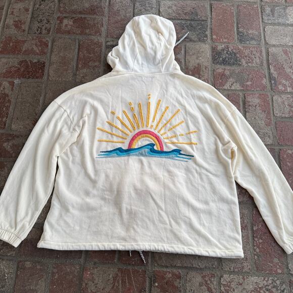 FAHERTY Daybreak Hoodie In Beach Rays Cream Size XL Drawstring Striped - Picture 5 of 5